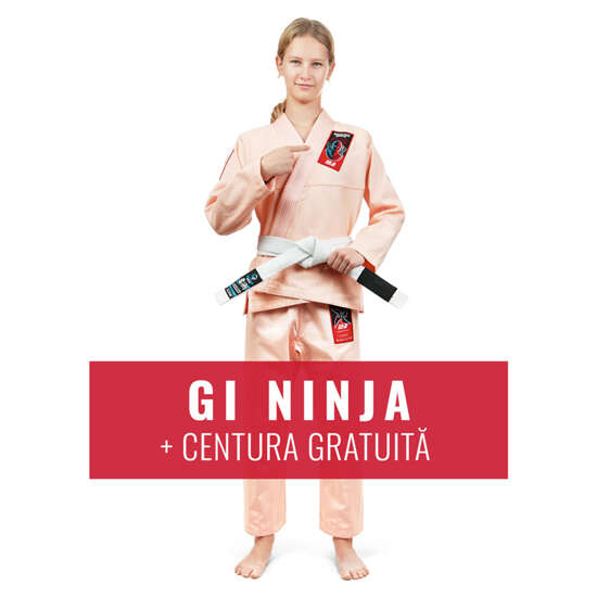 Gi pentru copii BJJ Ninja Ground Game (piersică) + centura GRATUITĂ