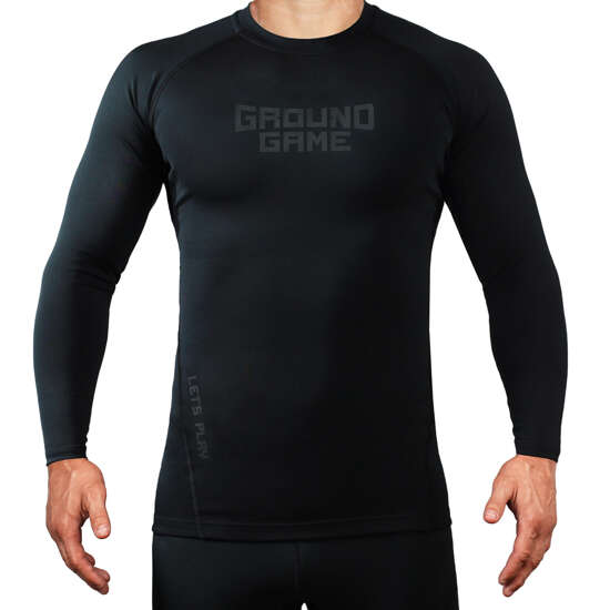 Rashguard pentru bărbați cu mâneci longi Ashi Garami Ground Game negru