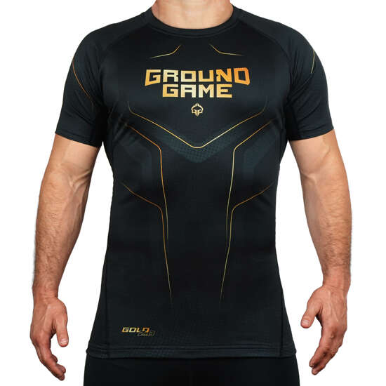 Rashguard pentru bărbați cu mâneci scurte Gold 2.0 Ground Game negru