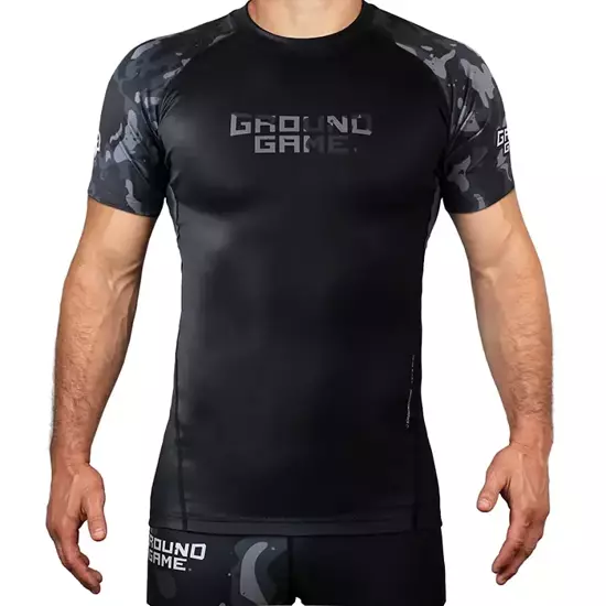 Rashguard pentru bărbați cu mâneci scurte Moro 4.0 Ground Game gri