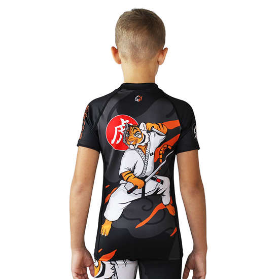 Rashguard pentru copii cu mâneci scurte Tora Ground Game negru